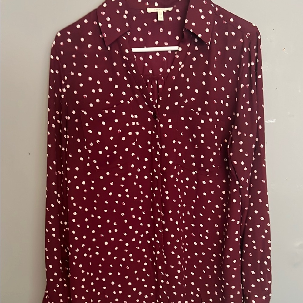 Maurices Burgundy and White Button Down Shirt